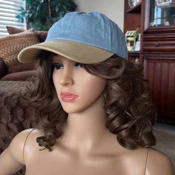 NWOT POL Two-Tone Blue & Tan Cap Adjustable Baseball Hat 100% Cotton Sporty - Picture 11 of 16